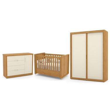 Imagem de Dormitório Tutto New 2 Portas, Cômoda 1 Porta E Berço Freijó-off White - Matic Móveis Freijó-off White