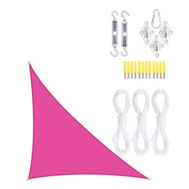 Imagem de TBATM Grande Jardim Sombra Vela Impermeável 5x5x7.1m Toldos,Triângulo Sol Sombra Vela 95% Uv Bloco,Triângulo Sol Toldo com Kit de Fixação,Vela Parasol para Pátio Varanda Piscina Bbq,Pink