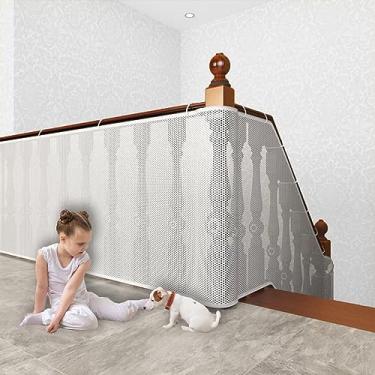 Imagem de Myuilor Portão De Bebê Para Escadas, Proteção Corrimão Crianças, Animais Estimação, Brinquedos, Rede Segurança Malha Varanda, Escada, Produtos Escadas Internas E Externas