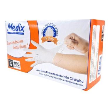 Imagem de Luva Látex Com Pó Medix 100un Não Cirúrgico Pp P M G, Branco, G