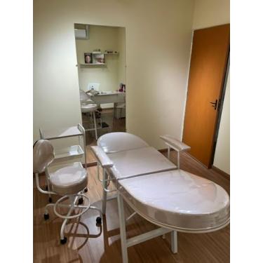 Imagem de Kit Maca Estetica Bege Rosado Plastificada 4 Peças - Maca/Mocho/Escadinha/Carrinho Auxiliar