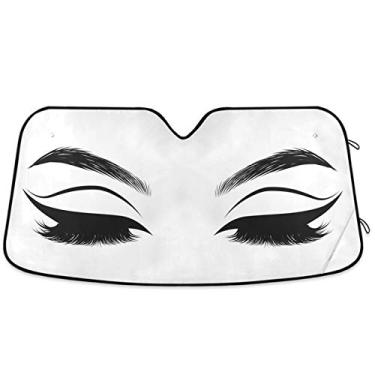 Imagem de Protetor solar feminino Oarencol para cílios e para-brisas para carro, proteção solar com raios UV dobrável para manter o seu veículo fresco (55" x 27,6")