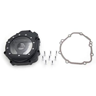 Imagem de HTTMT MT049A- Tampa do estator do motor transparente, compatível com Suzuki 2005-2008 GSXR1000 preto esquerdo