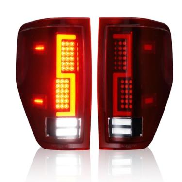 Imagem de Luzes traseiras de LED para Ford F150 2009 2010 2011 2012 2013 2014 (modelo de cama Fleetside), conjunto de lanterna traseira, lente vermelha com caixa preta, BL3Z13404AB, BL3Z13404B, BL3Z13405AB