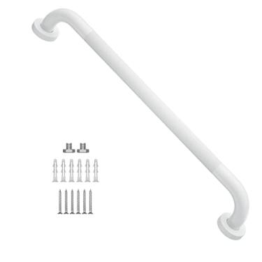 Imagem de Barra de apoio de chuveiro antiderrapante de 61 cm esfregada a óleo branco 3,1 cm de diâmetro, barra de apoio de banheiro Munzong, barra de equilíbrio serrilhada para banheiro, suporte de trilho de mão de segurança para deficientes idosos alça de banho de assistência de banho