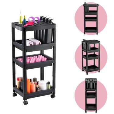 Imagem de Carrinho Auxiliar Salão De Beleza Cabeleireiro Porta Shampoo - Preto