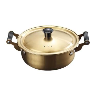 Imagem de YWJLQH Panela de indução para ramen coreano, aquecimento rápido com tampa, panela de sopa de aço inoxidável para camping, macarrão curry, 22cm