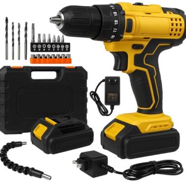 Imagem de Furadeira e Parafusadeira 21V com 2 Baterias Recarregáveis Maleta Completa com Soquetes, Bits, Adaptadores e Carregador Bivolt – Alta Potência e Mobilidade