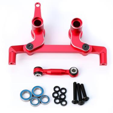 Imagem de Aluminum Alloy Steering Bellcrank Assembly with Hardware for 1/10 4-Tec Drift Ford Mustang Upgrade Parts,Replace#10543 (Red)