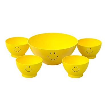 Imagem de Kit Pipoca Smile, Tigela e 4 Cumbucas 500Ml, Amarelo, Coza