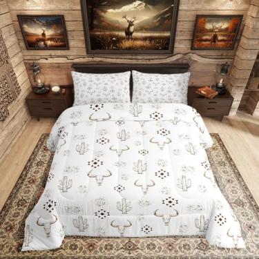 Imagem de Erosebridal Conjunto de edredom rústico boêmio, asteca ocidental, solteiro, tribo étnico, flecha, asteca, sudoeste, country, decoração boêmia, edredom de plumas, vermelho