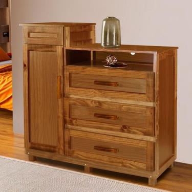 Imagem de Cômoda Cuiabá Madeira Maciça 1 Portas 3 Gavetas com Espelho Ypê - Pnr 