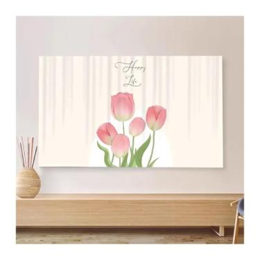 Imagem de HSTANGKY Capa de TV 32-80 polegadas capa protetora de tela de TV para LCD LED ao ar livre meia embalagem veludo TV LCD capa universal para televisão quarto sala de estar decoração flor||65 polegadas