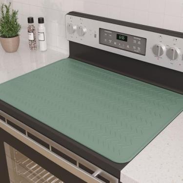 Imagem de GUDEYIHE Capas superiores de fogão para fogão elétrico, tapete de fogão de silicone premium espesso para fogão de vidro, protetor de tampa superior de fogão de vidro de 28 x 20, capa superior de fogão