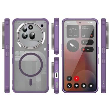 Imagem de Elubugod Capa compatível com Nothing Phone (3A) Pro, compatível com MagSafe, antiqueda, compatível com Nothing Phone 3a Pro A509P capa protetora de absorção de choque roxa