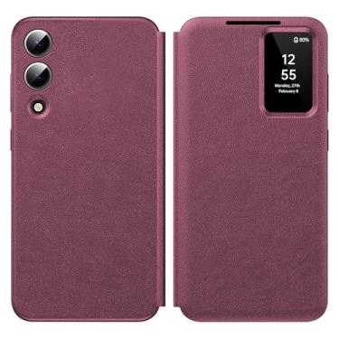 Imagem de Capa para Samsung Galaxy S25 Edge com visualização inteligente de tela pequena, capa carteira S-View, para Samsung S25 Edge, capa de janela inteligente, capa protetora de couro flip inteligente para