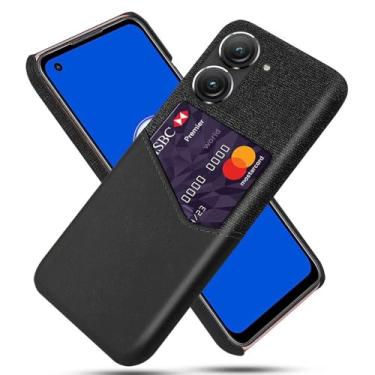 Imagem de Capa para Asus Zenfone 9,Tela e tampa de couro PU,Antideslizante,360°cobertura completa à prova de choque com 1 slot de cartão atrás,Prevenção de queda-Black