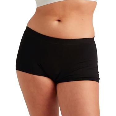 Imagem de saalt Calcinha Menstrual Curta Comfort Modal Boyshort - Superabsorvente, Confortável, Fina E Mantém Você Seca Contra Todos Os Vazamentos (Pequena, Preta Vulcânica)