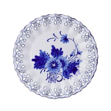 Imagem de Prato de cerâmica de luxo, prato grande para salada de frutas, mesa de jantar de porcelana azul e branca, prato principal, bandeja de talheres de cozinha, seguro para micro-ondas, presente para