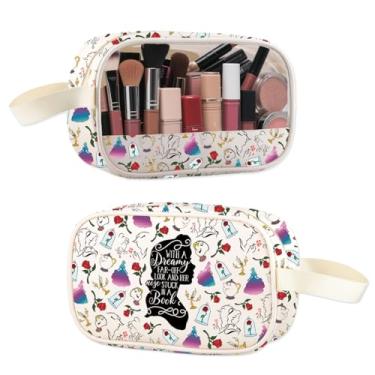 Imagem de ENSIANTH Inspirada na beleza - Bolsa de maquiagem transparente de princesa Belle A Tale as Old as Time Bolsa de Higiene Pessoal de Desenho Animado Presente para Amantes de Contos de Fadas, Dreamy