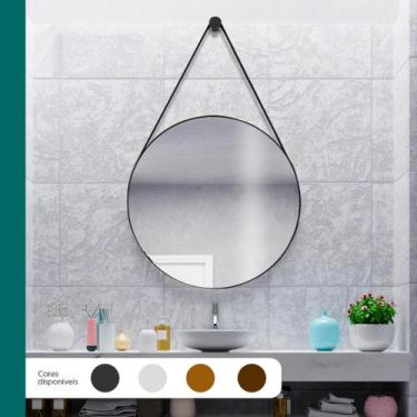 Imagem de Espelho Redondo Decorativo Banheiro Adnet 60cm + Suporte - Landi Venda