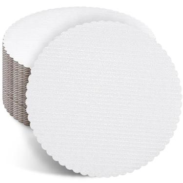 Imagem de Lallisa 50 peças de tábuas de bolo prateadas recortadas base circular à prova de gordura base descartável de papelão para assar sobremesa pizza festa de aniversário (25 cm)