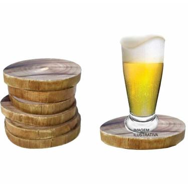 Imagem de Kit C/6 Apoiador De Copo Em Eucalípto Bolacha Porta Copo
