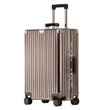 Imagem de Mala de transporte de 73,7 cm toda de liga de alumínio sem zíper, com rodas, capa rígida, aprovada por companhias aéreas, toda de metal, mala rígida com rodinhas para viagens de negócios, Cinza