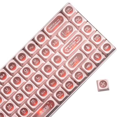 Imagem de OHY XVX Lindas Teclas Rosa para Teclados Mecânicos - Design de olho de gato translúcido rosa com 136 teclas, perfil Cherry MAX, teclas RGB foscas PC+PBT