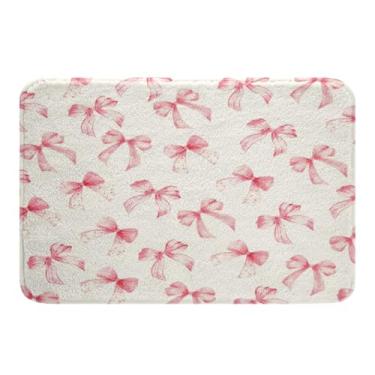 Imagem de Feelyou Tapetes de banho com laço rosa para banheiro, meninos, meninas, 40,6 cm x 61 cm, lindos e sonhadores, estilo princesa, tapetes de banheiro ultramacios, para banheira, laço rosa, acessórios de