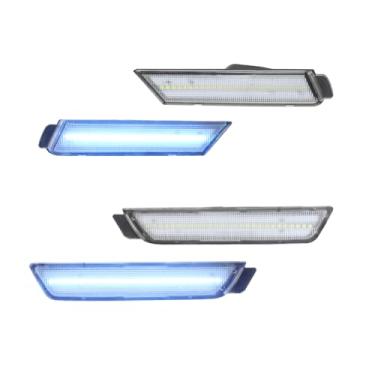Imagem de Tonsya Para Chevrolet Camaro 2010 2011 2012 2013 2014 2015 Luzes marcadoras laterais do para-choque dianteiro traseiro lente transparente azul gelo luzes LED 4 peças