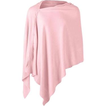 Imagem de Suéter De Cachecol De Malha Versátil Feminino Com Botões Verão Outono Xale Cardigan, Pink