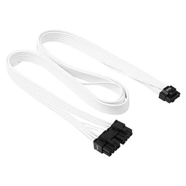 Imagem de Cabo PCIE 5.0 para Corsair, 27'' 16AWG Dual 8 Pin para 12VHPWR PCIE Cabo para fonte de alimentação Thermaltake, conector macho 12 + 4 pinos para GPU (180°, branco)