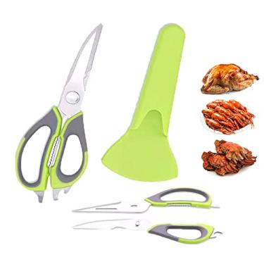 Imagem de Generic Tesoura De Cozinha Multifuncional Desmontável, Lavável Na Máquina Lavar Louças, Resistente, 6 Em 1, Fácil Com Suporte Magnético, Para Alimentos, Carne, Peixe E Vegetais, Etc. (Verde)