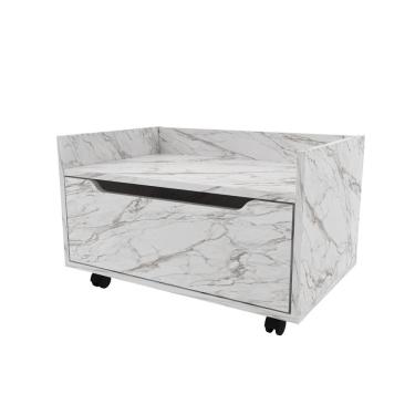 Imagem de Balcão Gabinete 60cm com 1 Gavetas e Rodízio BN3647 Mármore Branco  - Tecno
