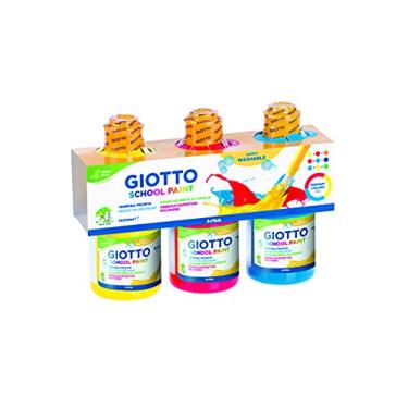 Imagem de GIOTTO Tinta escolar super lavável, pronta para usar, 3 cores clássicas de 250 ml, ideal para crianças, festas e escolas