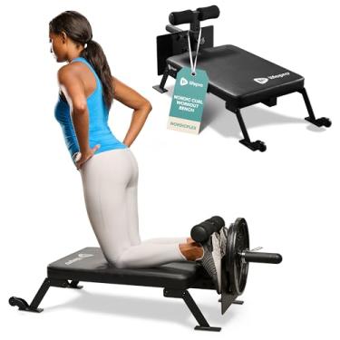 Imagem de Lifepro Banco de treino Nordic Curl – Máquina de enrolar isquiotibiais e banco para glúteos com rodas de transporte – Funciona com placas de peso olímpico de 2,5 cm e 5 cm – Enchimento durável e