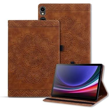 Imagem de Rosbtib Capa compatível com Samsung Galaxy Tab S9/S8/S7, capa fólio de couro PU premium com design mandala em relevo para Galaxy Tab S9/S8/S7 - marrom