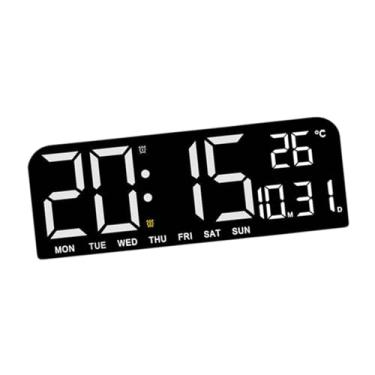 Imagem de Generic Relógio de parede digital grande Relógio de parede grande moderno com data, temperatura e temporizador para sala de estudo, casa, loja, quarto, Branco