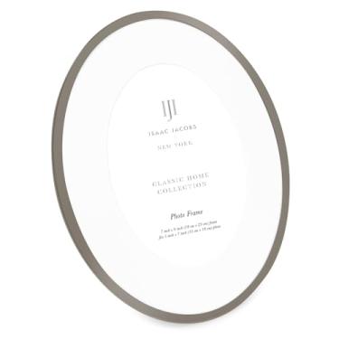 Imagem de Isaac Jacobs Moldura de metal oval de estanho de 17 x 23 cm (fosco, 10 x 15 cm), moldura clássica feita para mesa e exibição suspensa, galeria de fotos e arte de parede (17 x 23 cm (fosco 10 x 15 cm