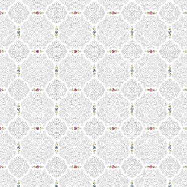 Imagem de Papel De Parede Flores Arabesco Linhas Cinza Adesivo Sala