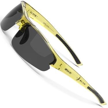 Imagem de SIPLION Óculos de sol masculinos polarizados para ciclismo, pesca, golfe, TR90, armação superleve, Armação amarela/lente preta (não espelhada), M