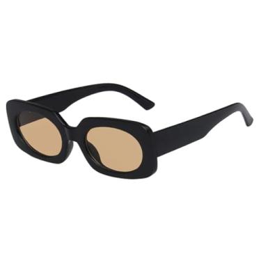 Imagem de Óculos de sol feminino retangular pequeno, óculos de sol masculino retrô para viagem, direção, pesca, UV400 (chá preto)