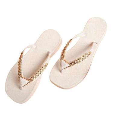 Imagem de Chinelo Plataforma Diamond com Corrente Moderno Fashion Estiloso perfeito para o Verão (Branco, BR, Adulto, Faixa Numérico, 39, 40)