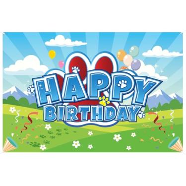 Imagem de Cenário Aniversário com Estampa Pata de Desenho Animado, Banner Poliéster 150 x 100cm para Festa Temática Cachorro Desenho Animad Chá de Bebê para Meninos e Meninas