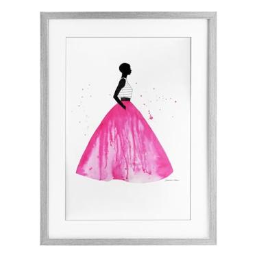 Imagem de Stupell Industries Saia de baile rosa cinza emoldurada sob o design de vidro por Simone Elum, 23 x 17