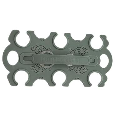 Imagem de IEUDNS Suporte para garrafas de vinho com 6 latas, economizador de espaço, porta-copos profissional com abridor de garrafas para reuniões em casa e negócios, Verde