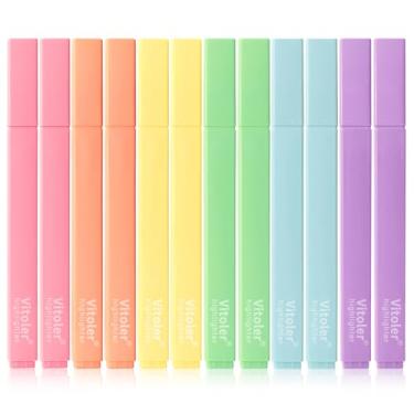 Imagem de Piochoo Marcadores, 12 peças de marcadores pastel, canetas marca-texto bíblico que não vazam para escola de enfermagem, materiais escolares essenciais