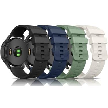 Imagem de Pacote com 4 pulseiras de silicone compatíveis com Garmin Vivoactive 6/Vivoactive 5/3/3 Music Watch, pulseiras de reposição de silicone macio de 20 mm para Garmin Venu Sq 2/Forerunner 165/55/245/245