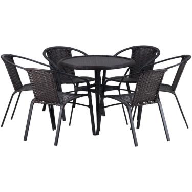 Imagem de 6 Cadeiras E Mesa Floripa Tampo Tramado Alumínio Trama Cappuccino